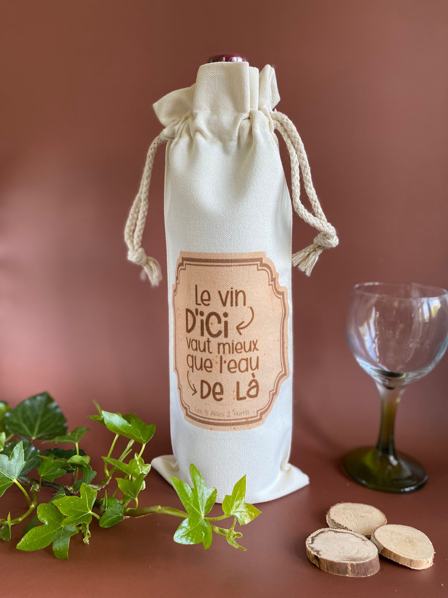 Sac à bouteille de vin "Le vin d'ici..."