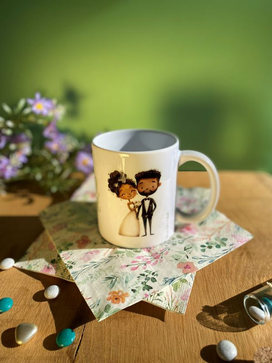 Mug céramique blanc personnalisé Couple de Mariés – Mr & Madame