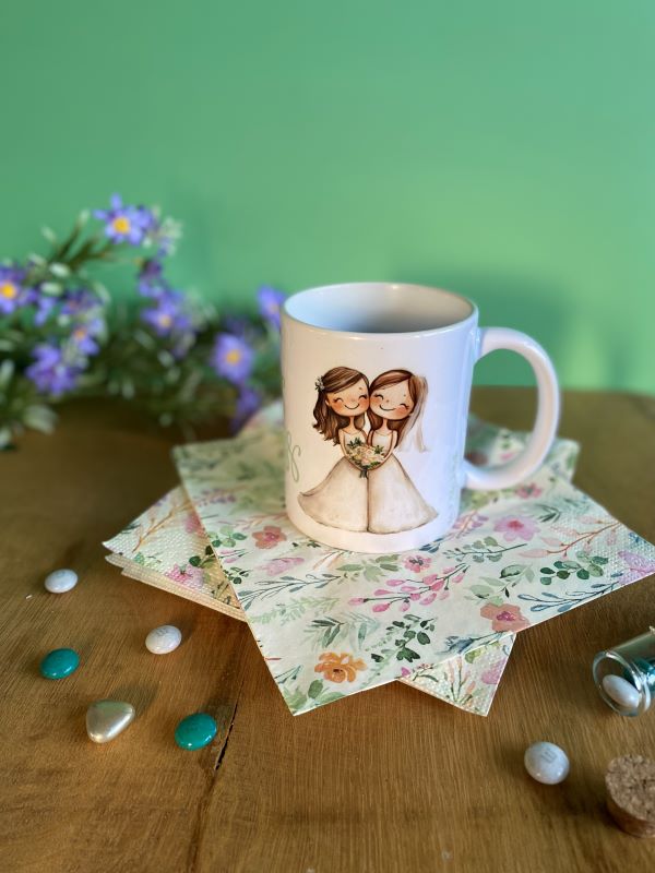 Mug couple de mariées femmes  – Tasse céramique blanche 350ML impression couleur