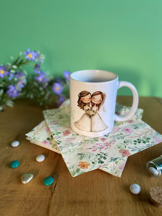 Mug couple de mariées femmes  – Tasse céramique blanche 350ML impression couleur