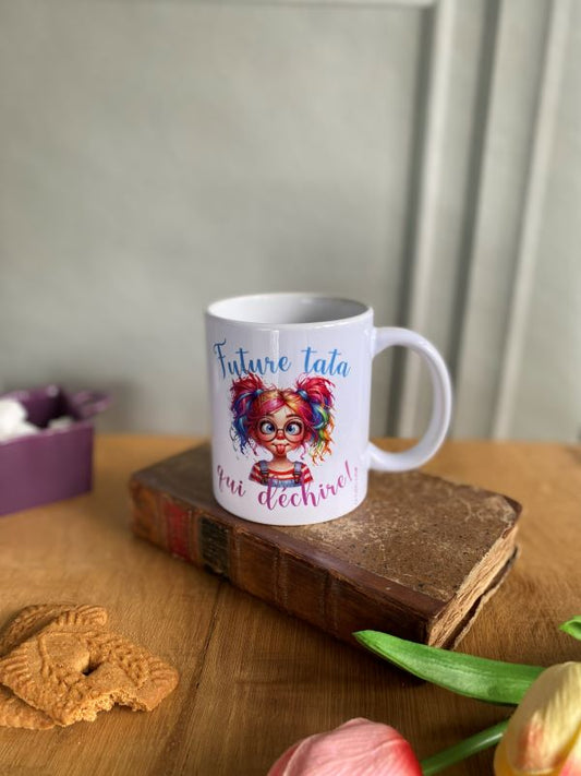 Mug céramique blanc personnalisé Future Tata – Cadeau annonce grossesse