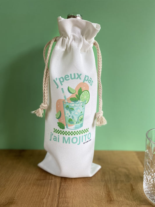 Sac à Bouteille en Tissu J’Peux Pas, J’Ai Mojito 🍃🍹🎁