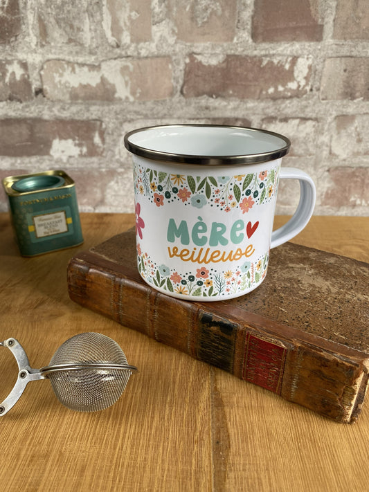 Mug en Acier Émaillé « Mère Veilleuse » – Cadeau Maman Original