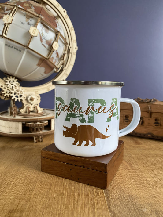Mug en Acier Émaillé « Papa Saurus »