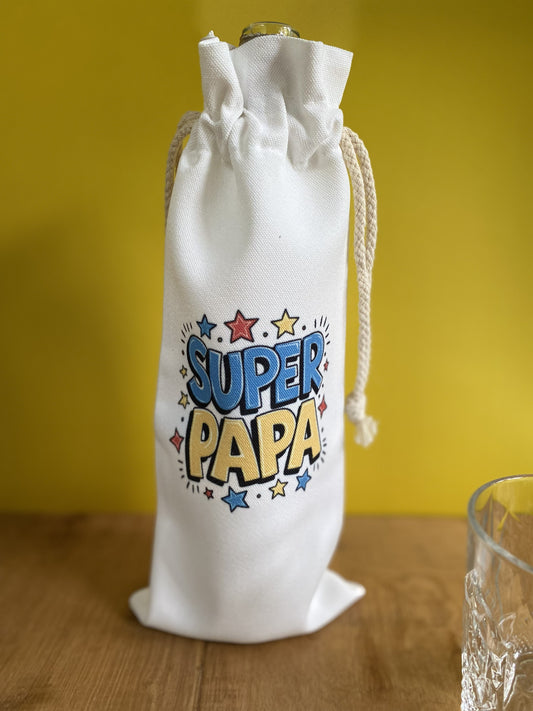 Sac à Bouteille en Tissu Super Papa